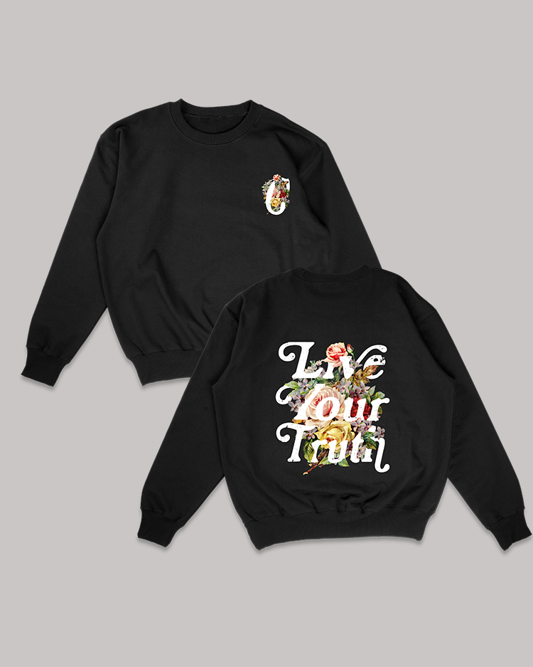 LIVE YOUR TRUTH BLACK CREWNECK – Crescendo
