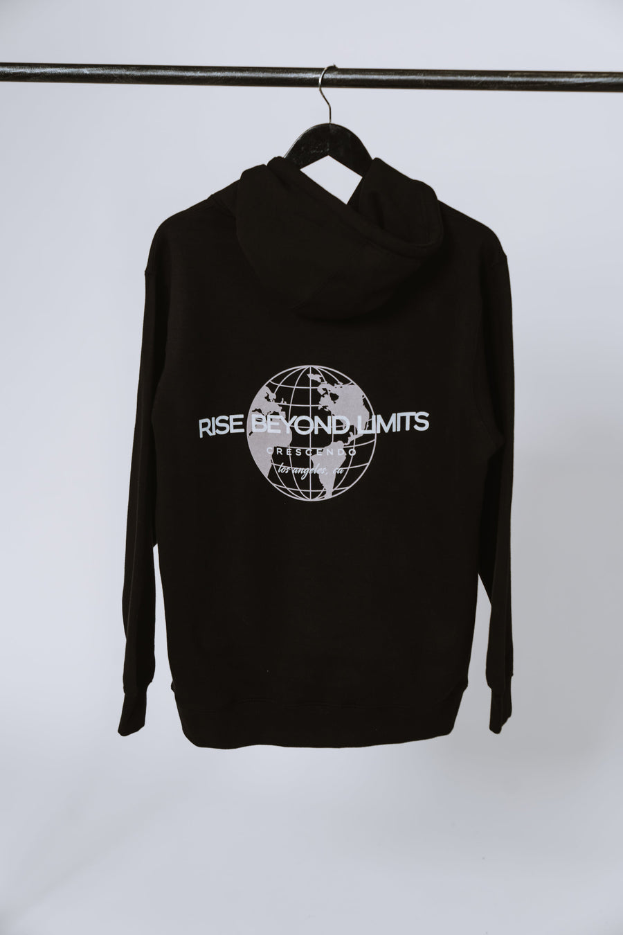 RISE BEYOND LIMITS GLOBE BLACK HOODIE