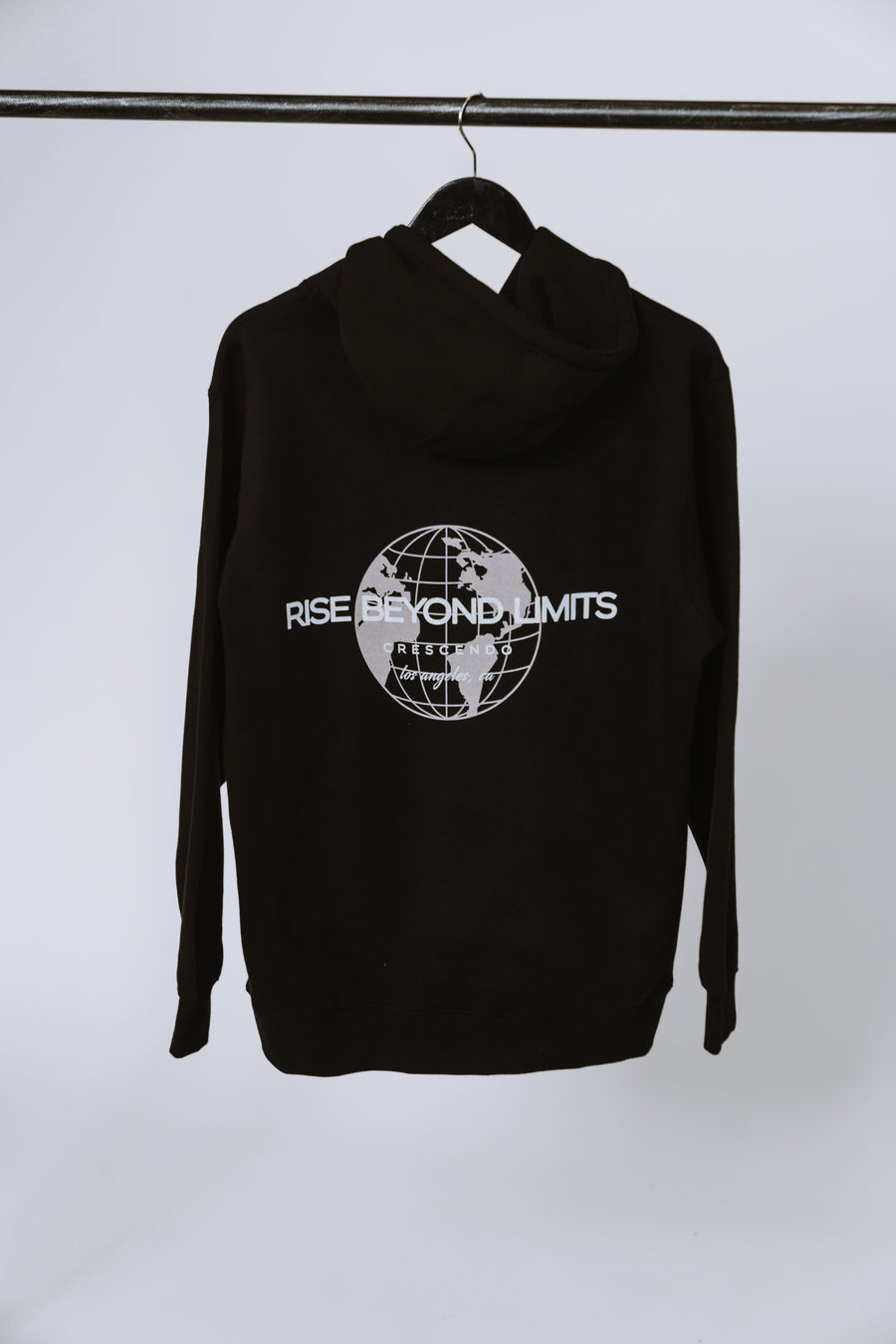 RISE BEYOND LIMITS GLOBE BLACK HOODIE