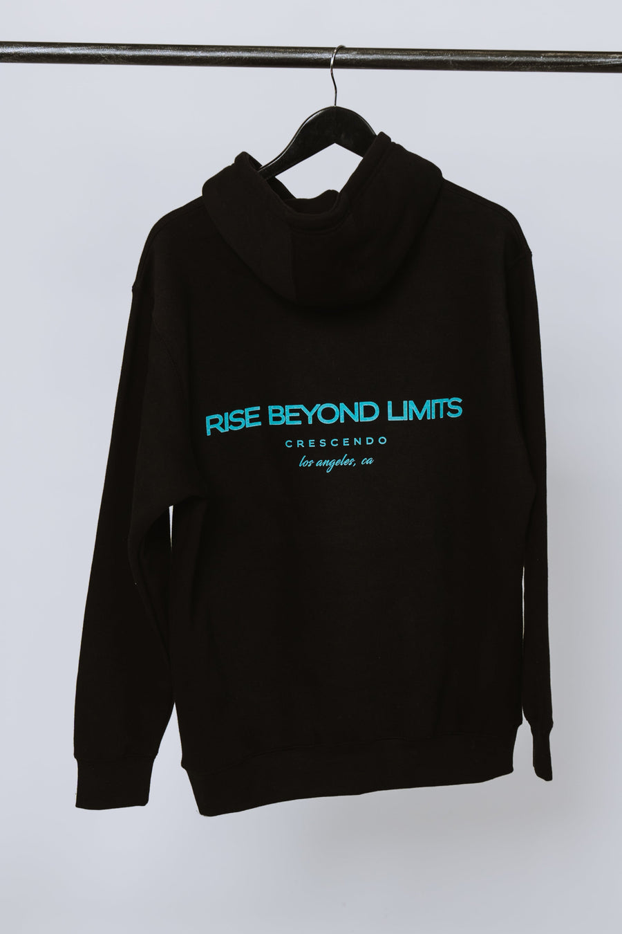 RISE BEYOND LIMITS MINIMAL BLACK HOODIE