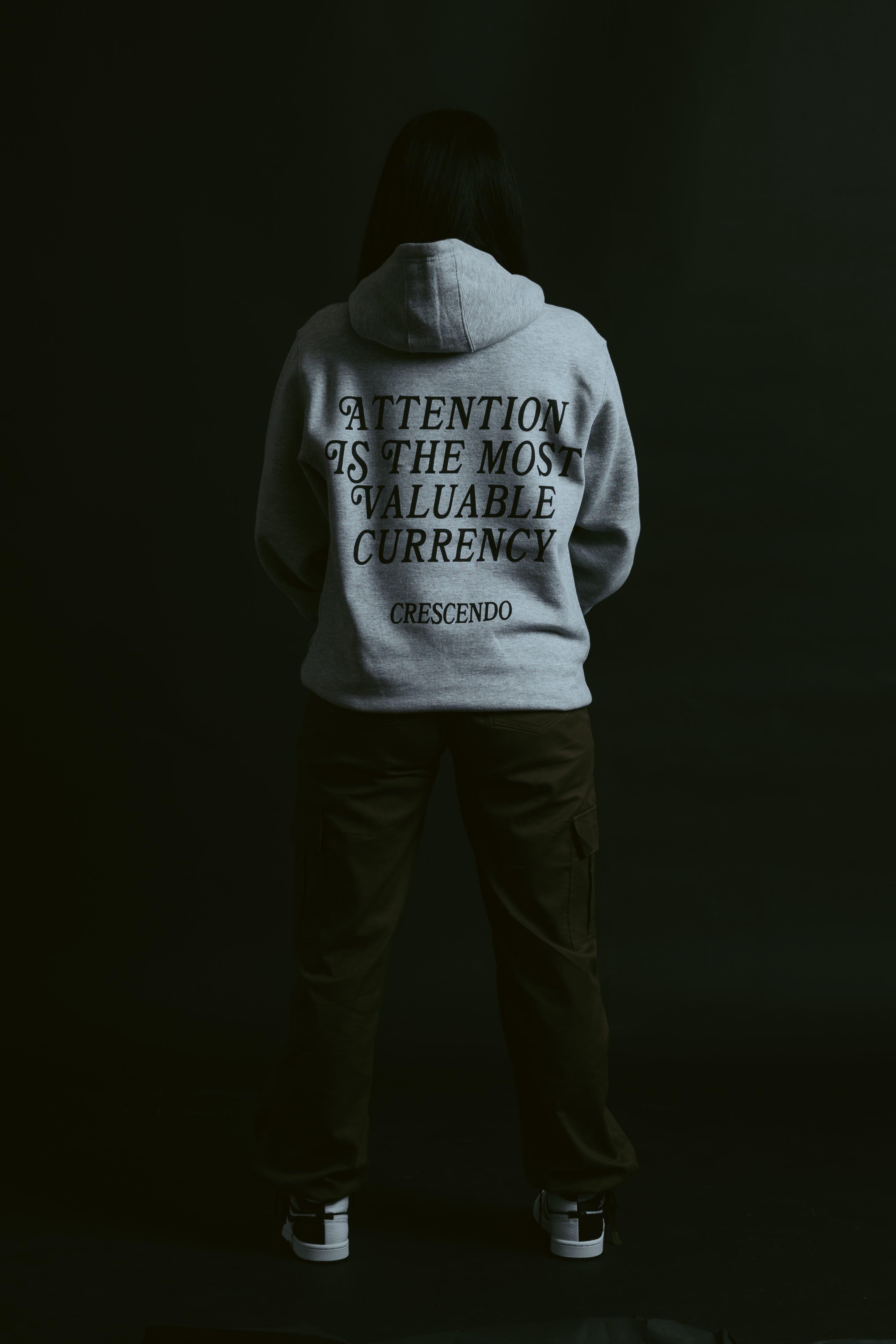 ATTENTION CURRENCY GRAY HOODIE