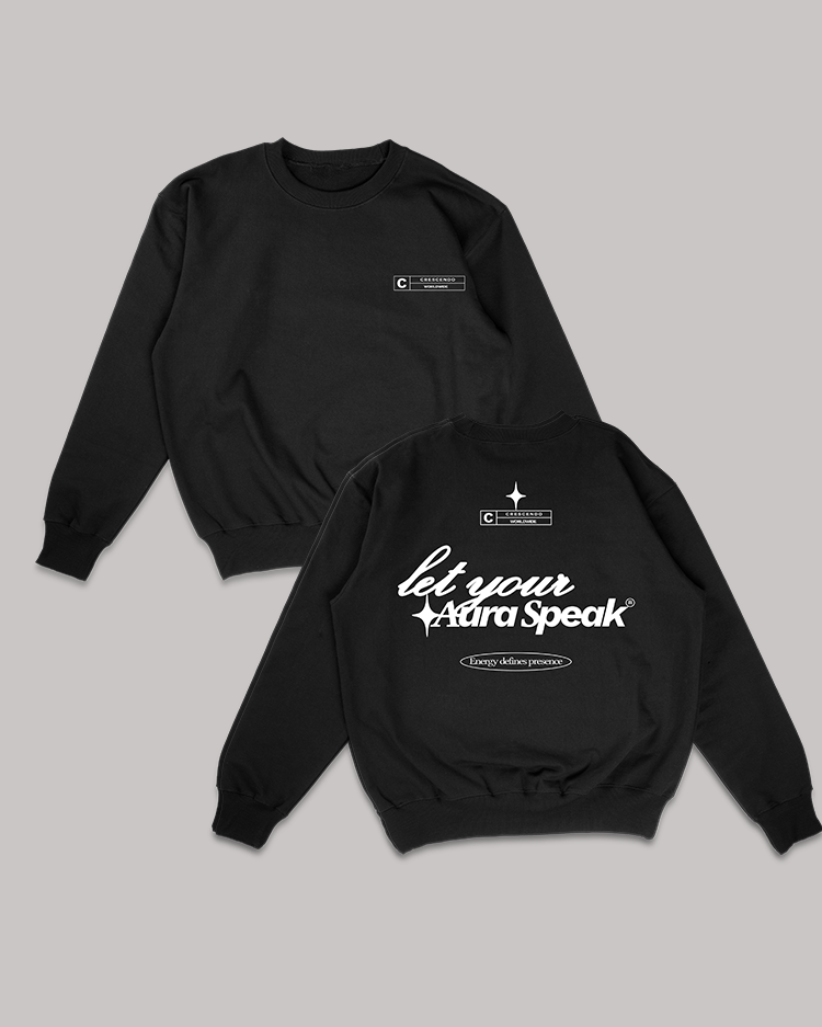 AURA BLACK CREWNECK WHITE FONT