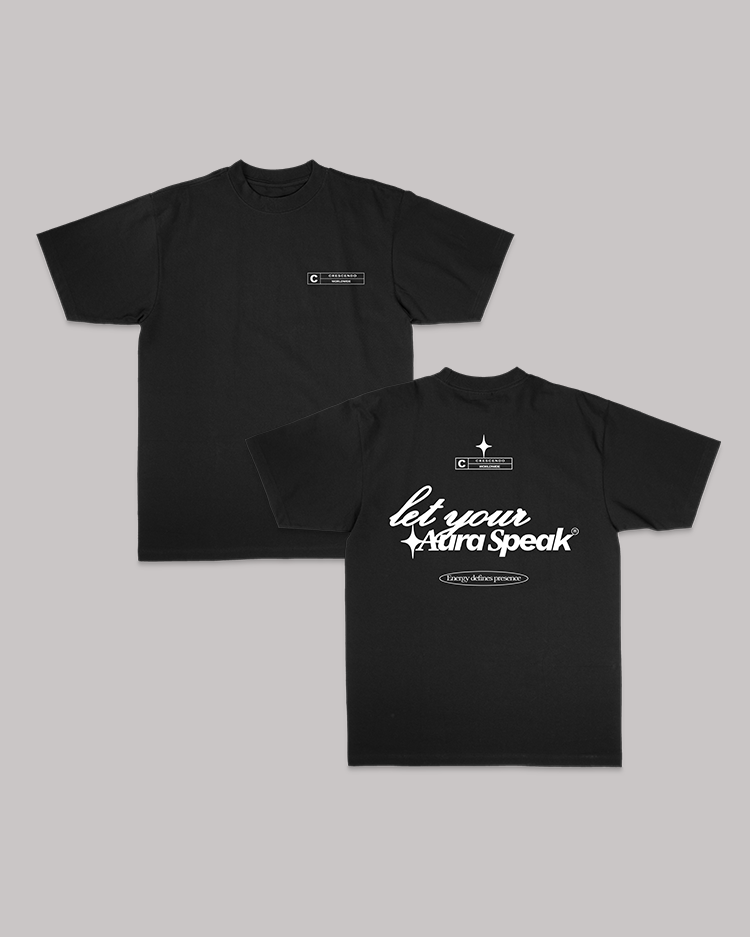 AURA BLACK TEE WHITE FONT