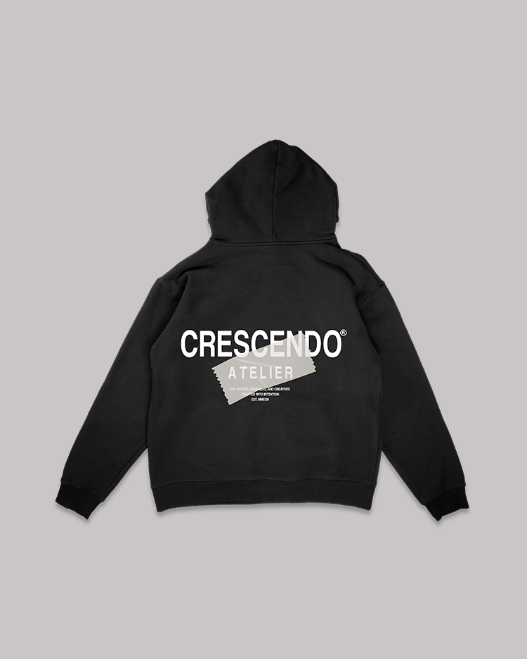 CRESCENDO ATELIER TAPE BLACK HOODIE