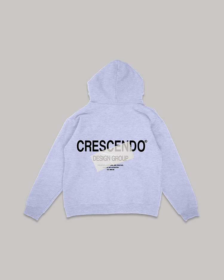 CRESCENDO DESIGN GROUP TAPE GRAY HOODIE