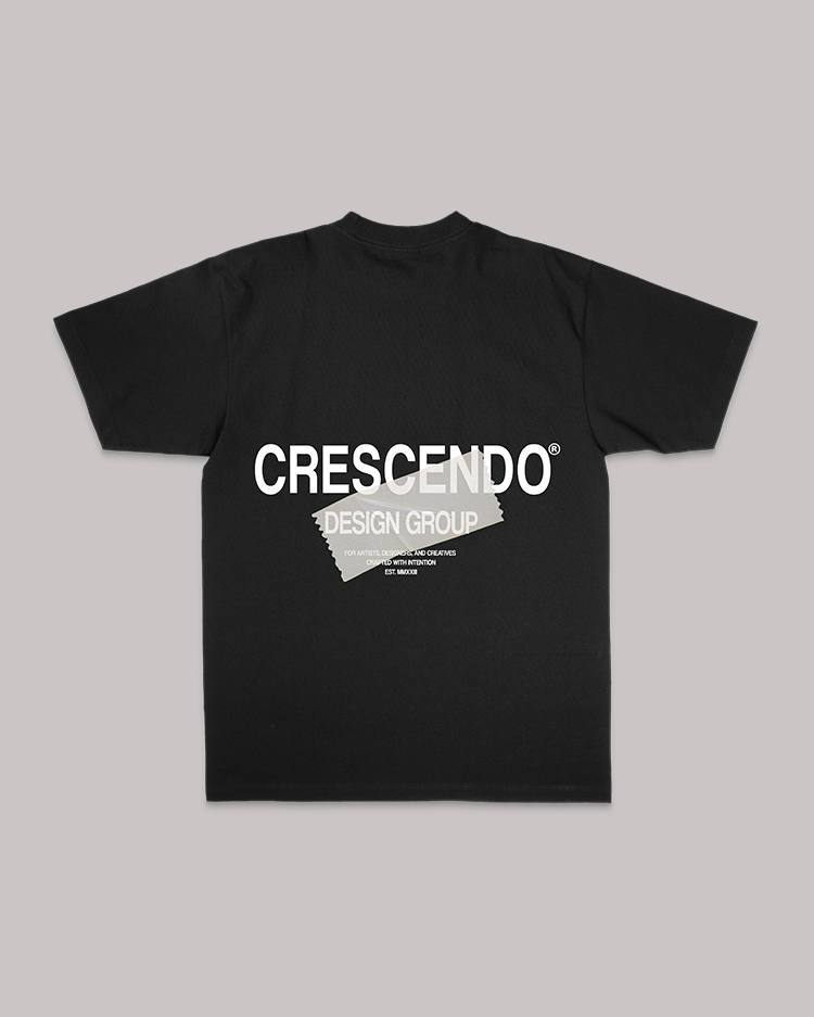 CRESCENDO DESIGN GROUP TAPE BLACK TEE