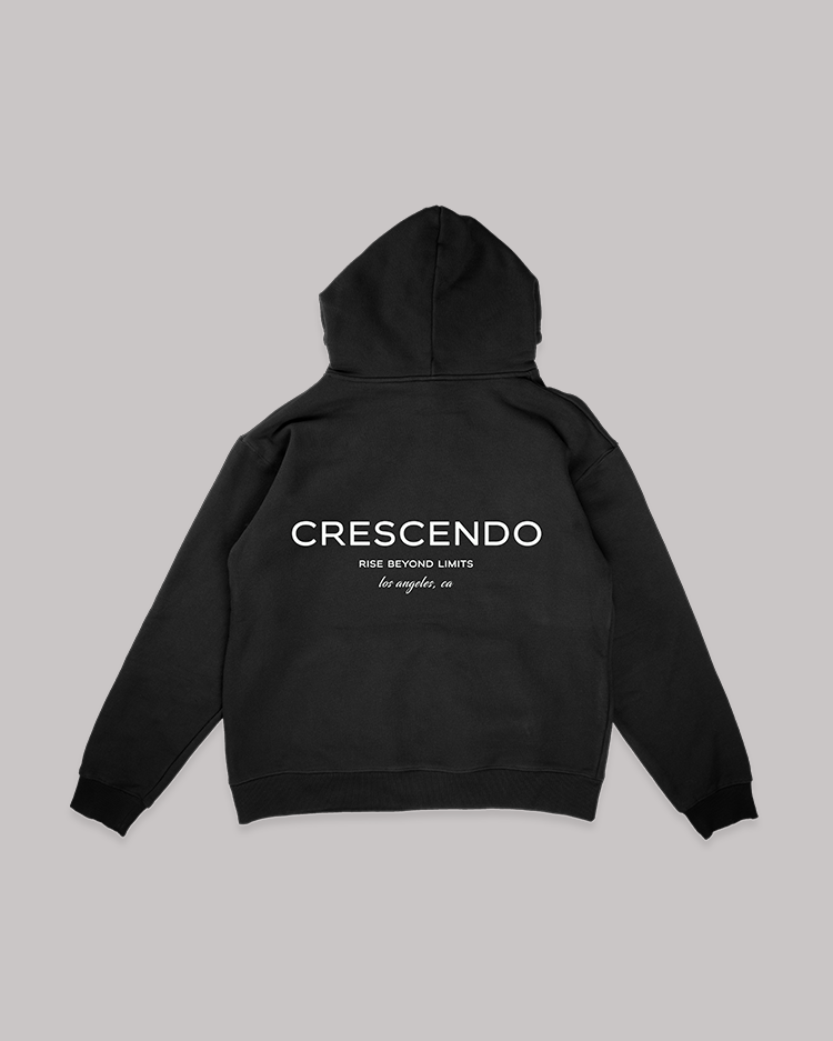 CRESCENDO RISE MINIMAL BLACK HOODIE