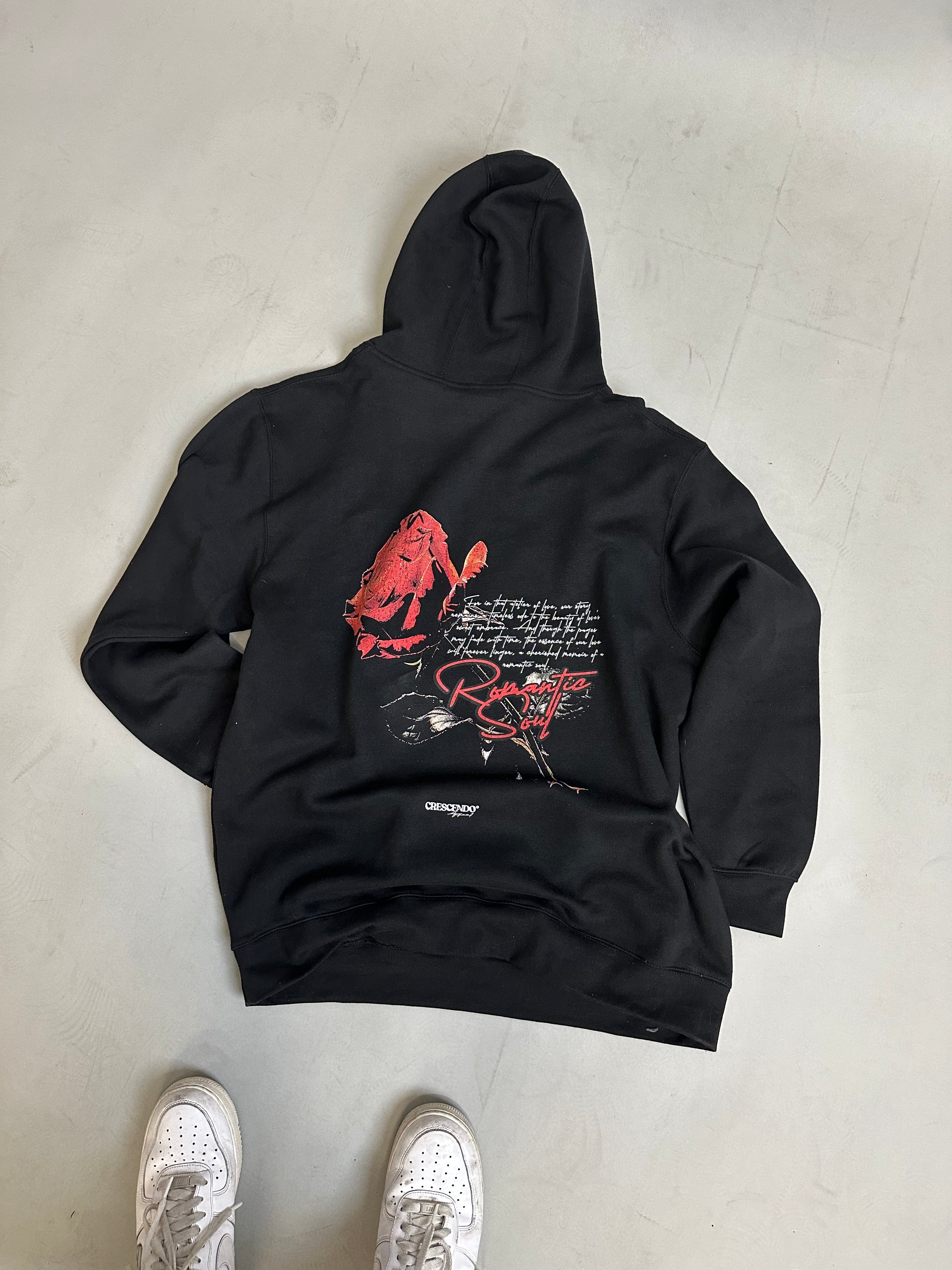 ROMANTIC SOUL BLACK HOODIE – Crescendo