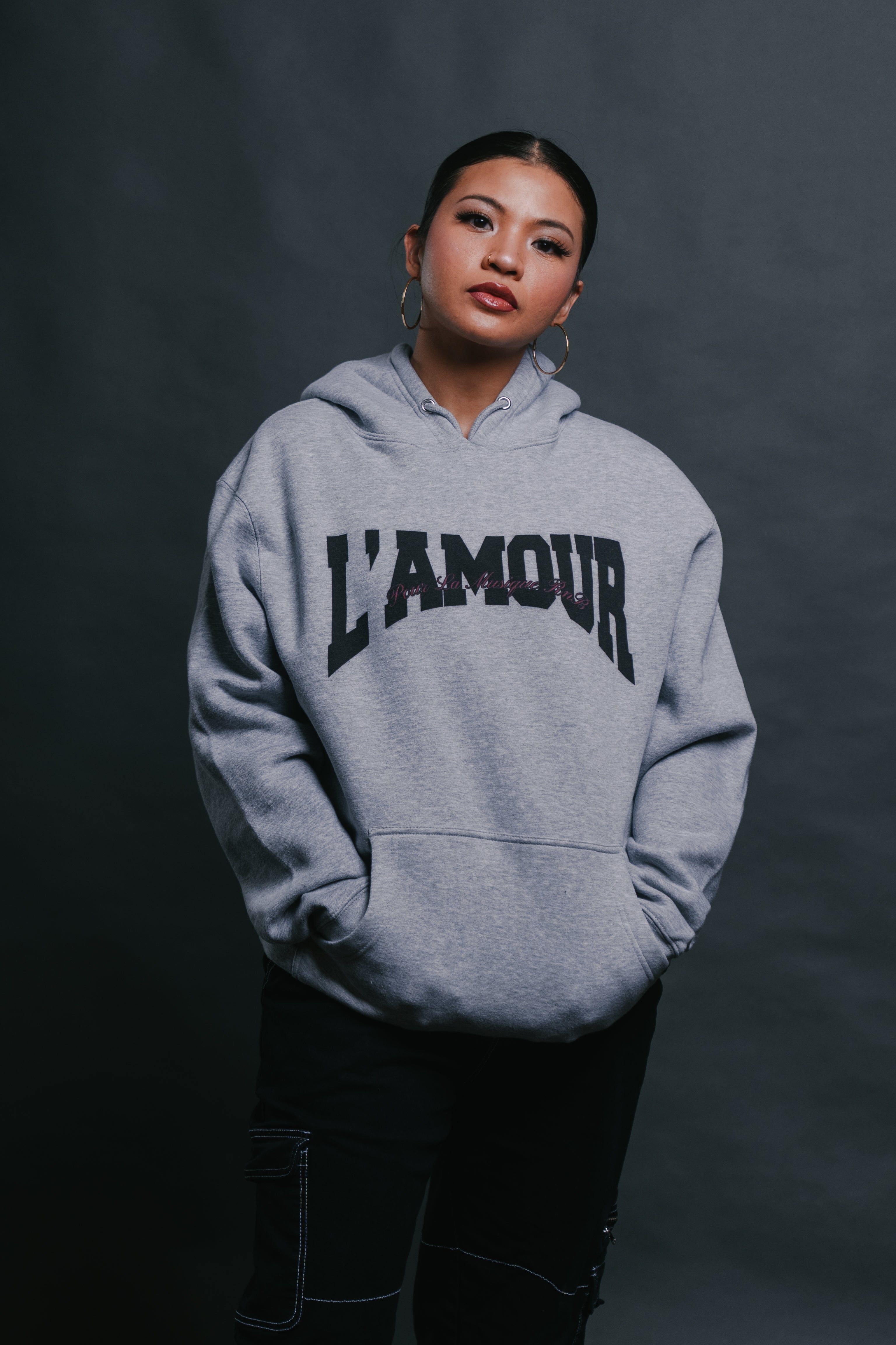 L'AMOUR GRAY HOODIE