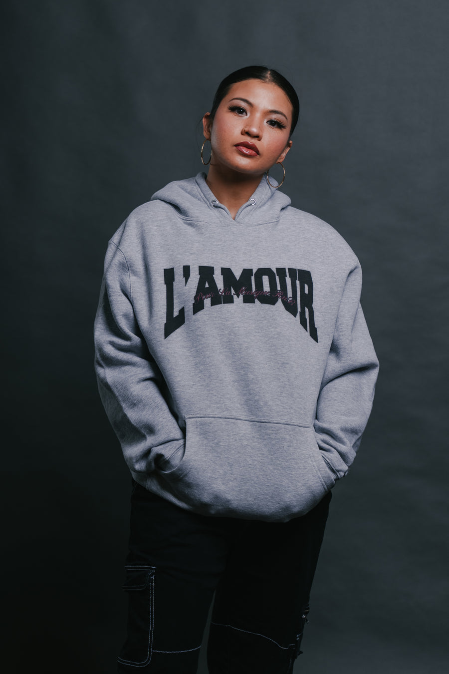 L'AMOUR GRAY HOODIE