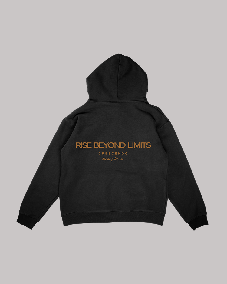 RISE BEYOND LIMITS MINIMAL BLACK HOODIE