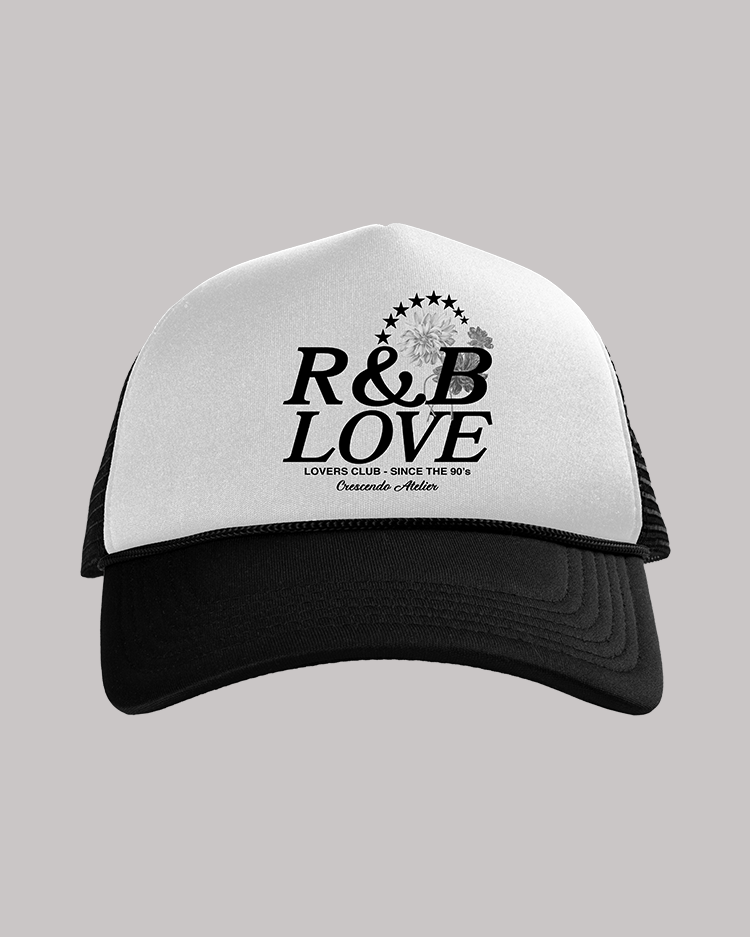 R&B LOVERS CLUB WHITE/BLACK TRUCKER